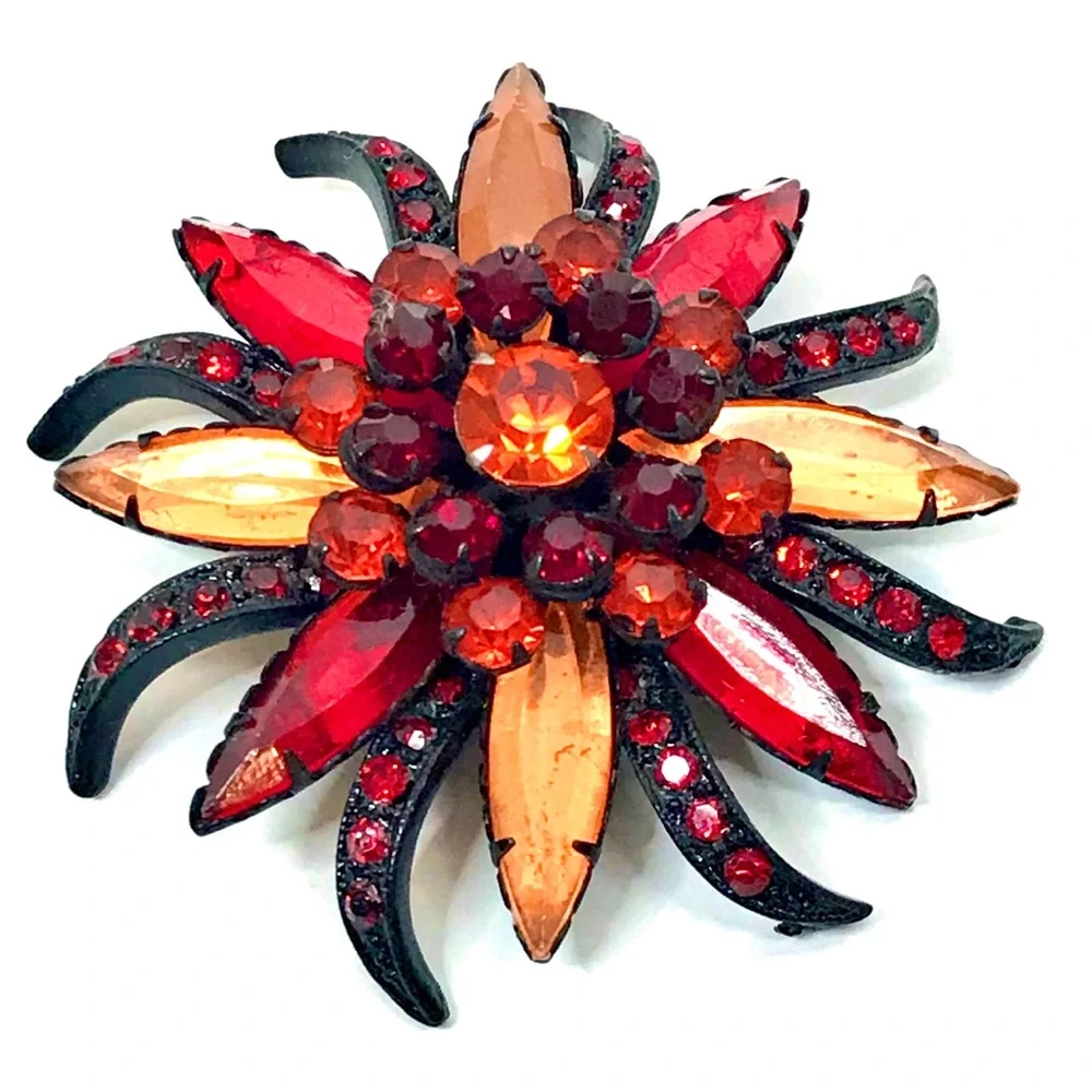 Vintage Large Retro Brooch Sunburst Jewelry Pin